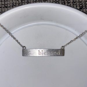 Silver “Blessed” Bar Necklace
